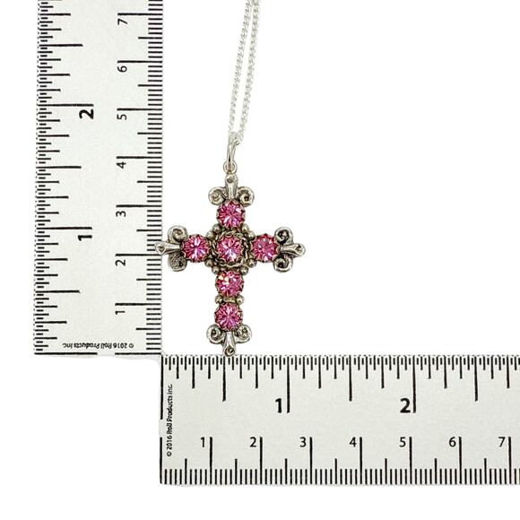 VIRGINS SAINTS & ANGELS VSA Addie Charm Necklace Silver & Pink - Picture 8 of 8